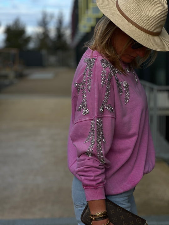 Sweat mauve bijoux