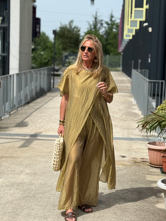 Ensemble tunique croisée + pantalon OLIVE