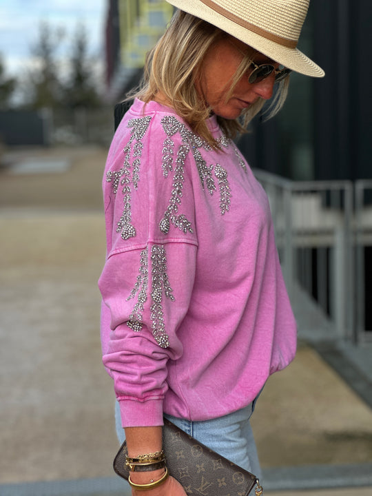 Sweat mauve bijoux