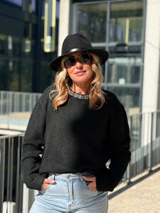 Pull col strass Noir 2628
