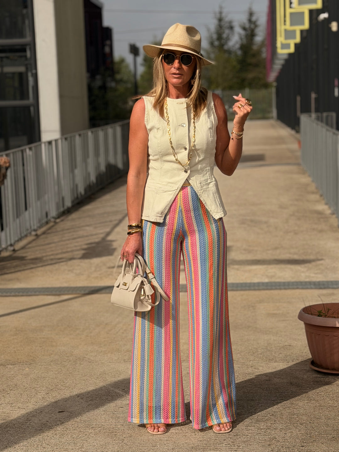 Pantalon voile imprimée Rose