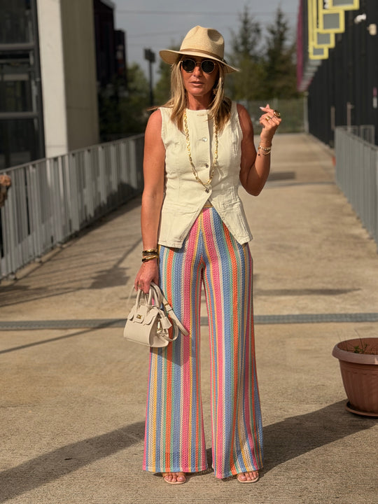 Pantalon voile imprimée Rose