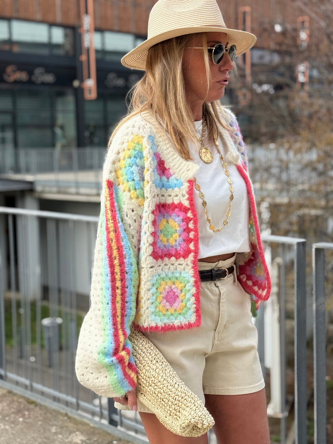 Pull gilet a crochet écru MD0029