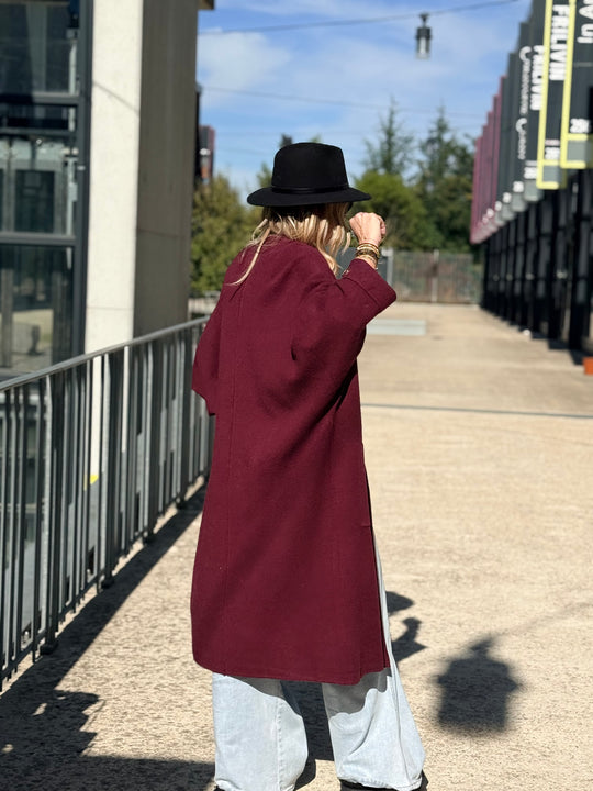 Gilet long bouton or B1713 Bordeaux