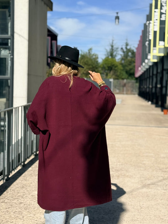 Gilet long bouton or B1713 Bordeaux