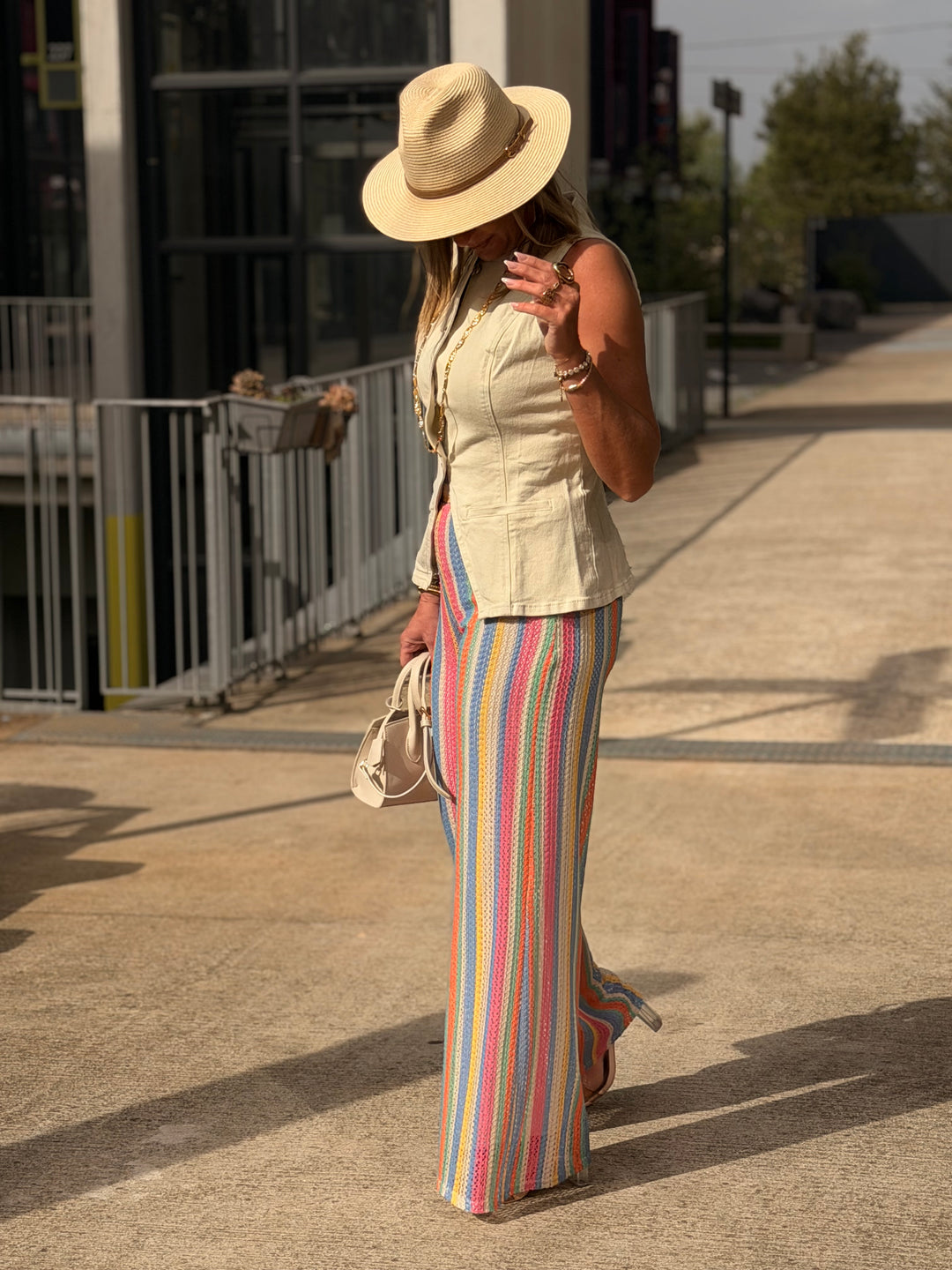 Pantalon voile imprimée Rose