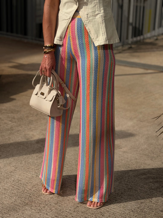 Pantalon voile imprimée Rose
