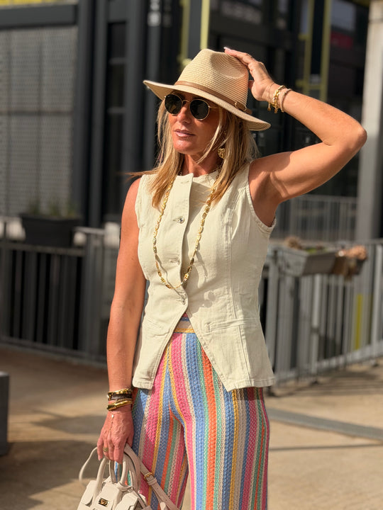 Pantalon voile imprimée Rose