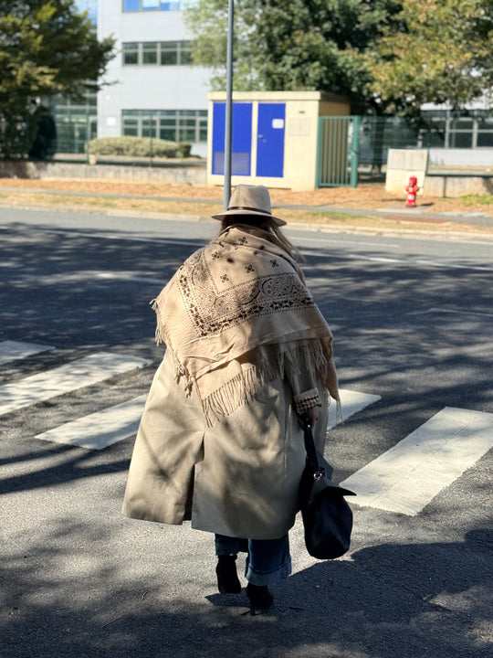 Trench Beige manche rever carreaux 6501