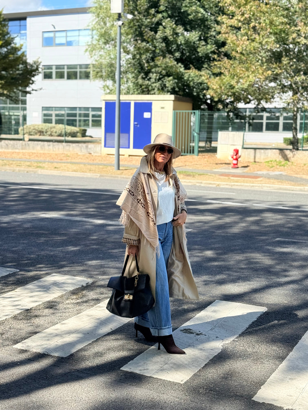 Trench Beige manche rever carreaux 6501