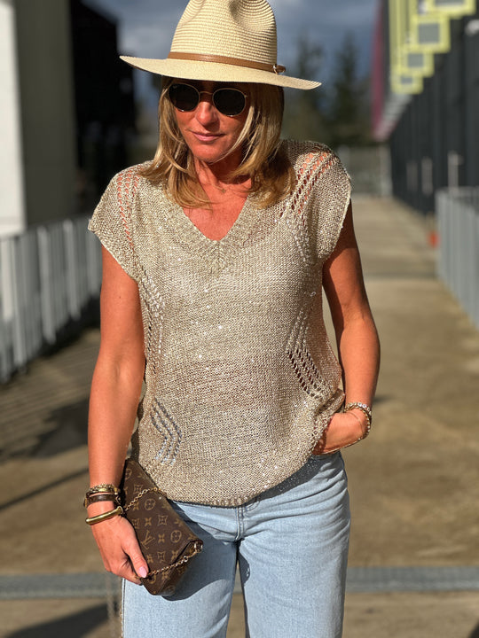 Pull crochet sequin or Y8502