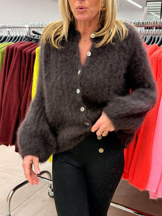 Pull/gilet baby mohairs manche bouffante