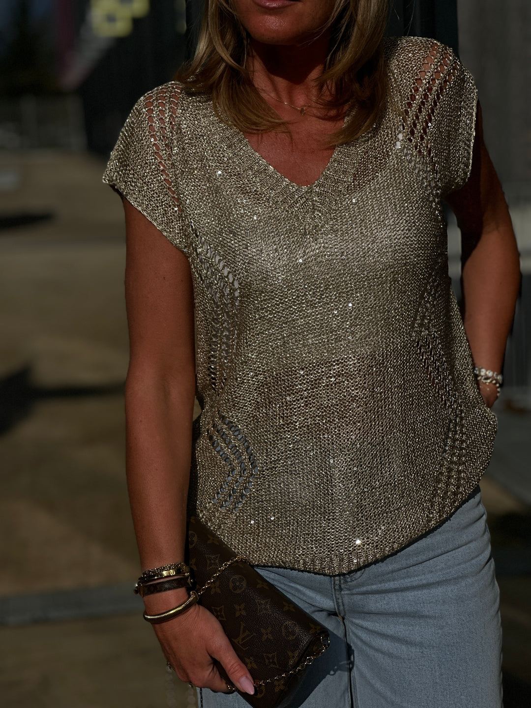 Pull crochet sequin or Y8502