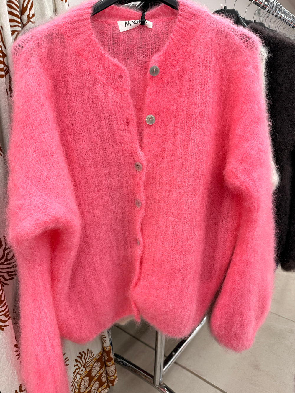 Pull/gilet baby mohairs manche bouffante