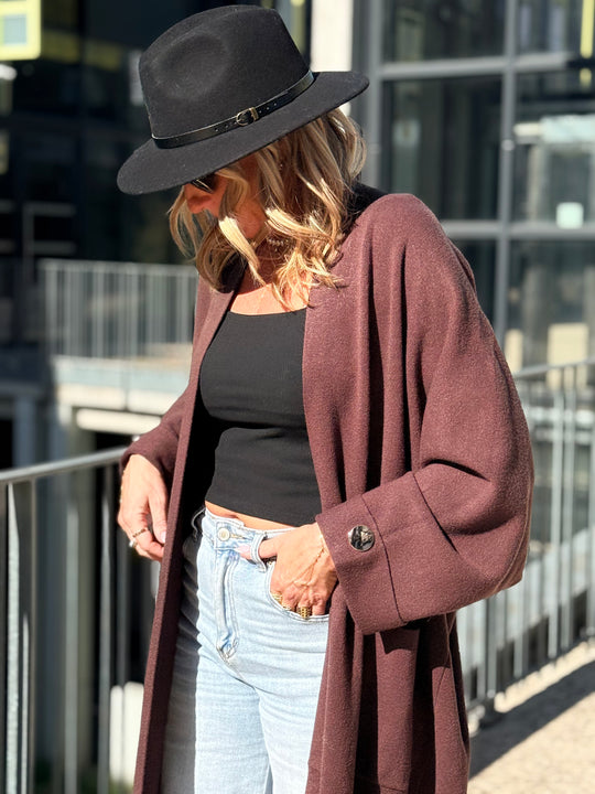 Gilet long bouton or B1713 Choco