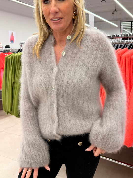 Pull/gilet baby mohairs manche bouffante