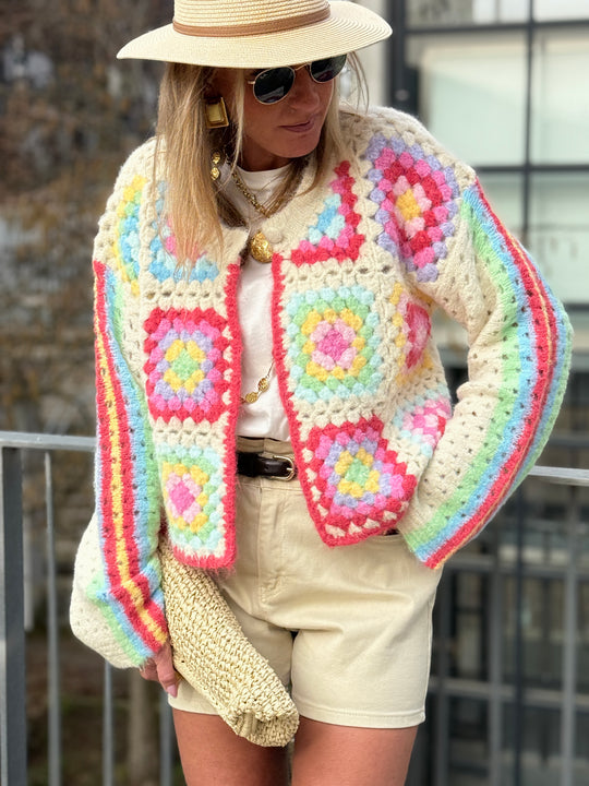 Pull gilet a crochet écru MD0029