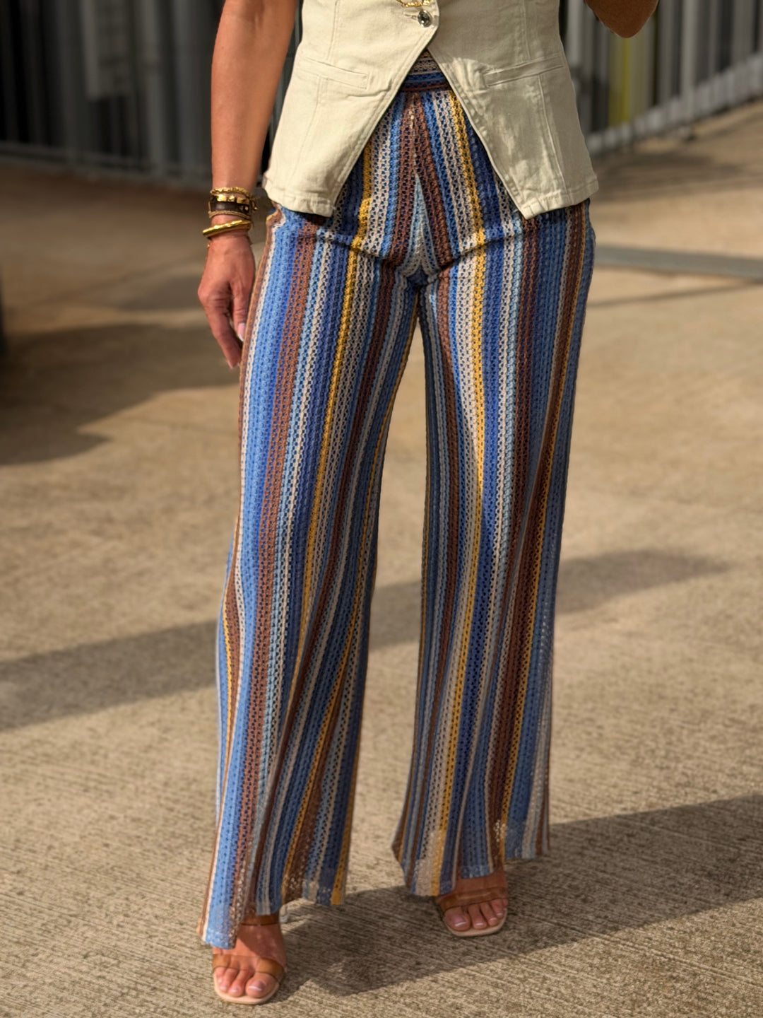 Pantalon voile imprimée Bleu