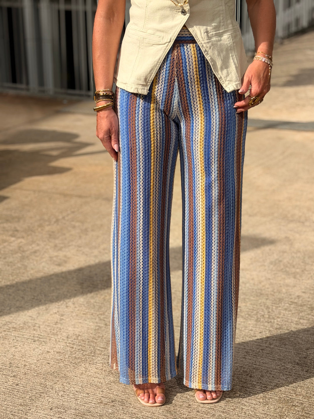 Pantalon voile imprimée Bleu