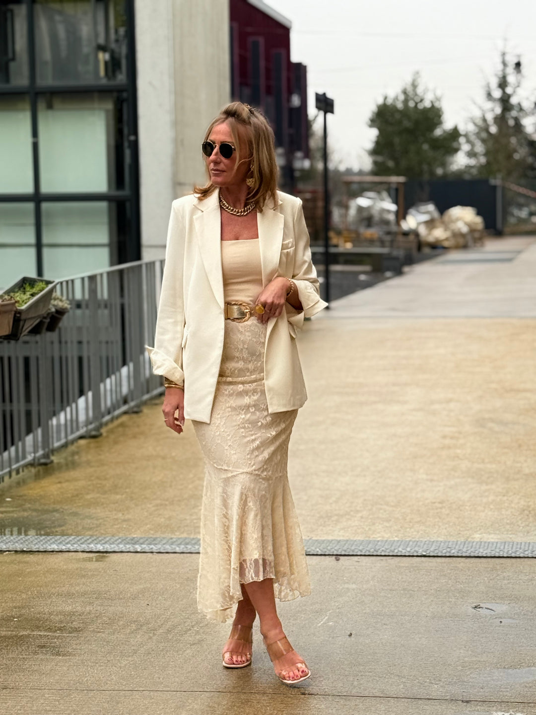 Blazer fluide droite beige/26837