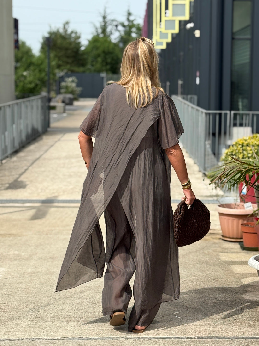 Ensemble tunique croisée + pantalon Choco