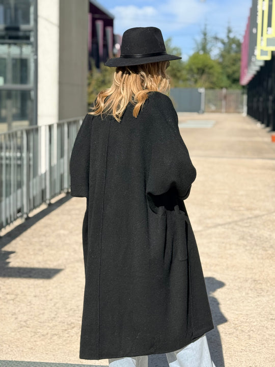 Gilet long bouton or B1713 Noir