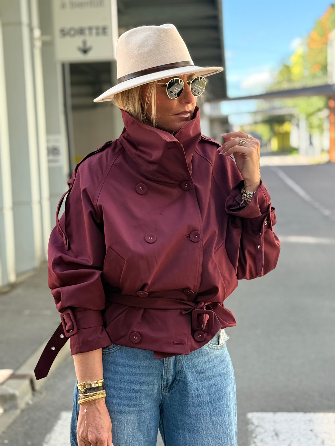 Trench col Montant Bordeaux 202389