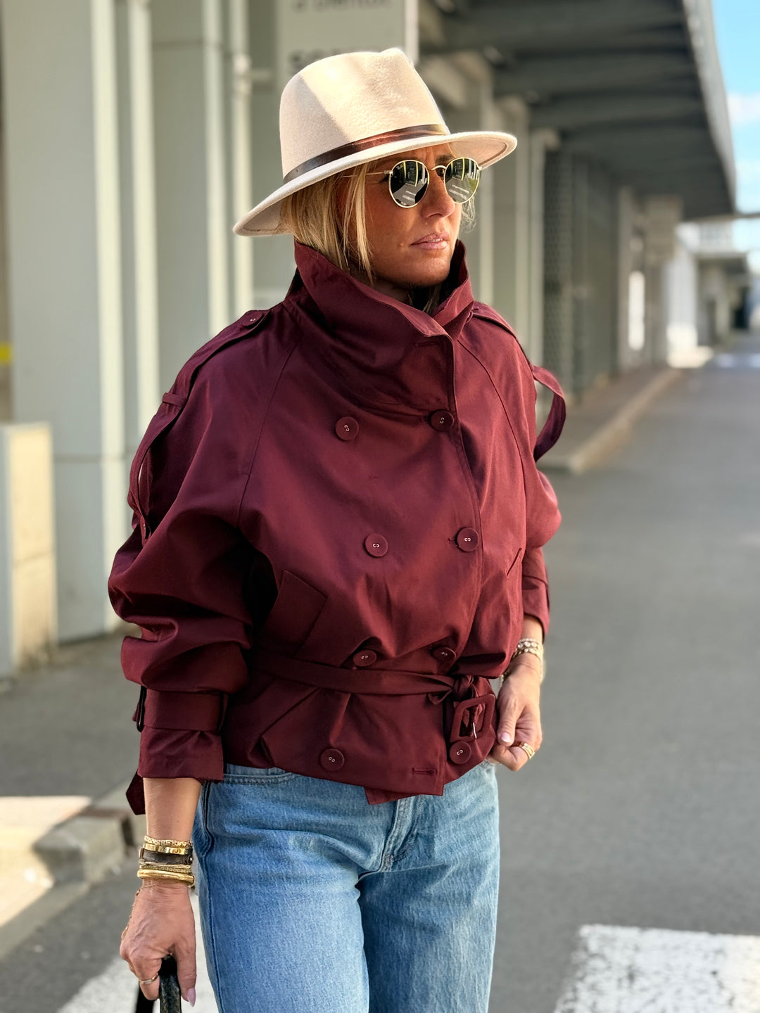 Trench col Montant Bordeaux 202389