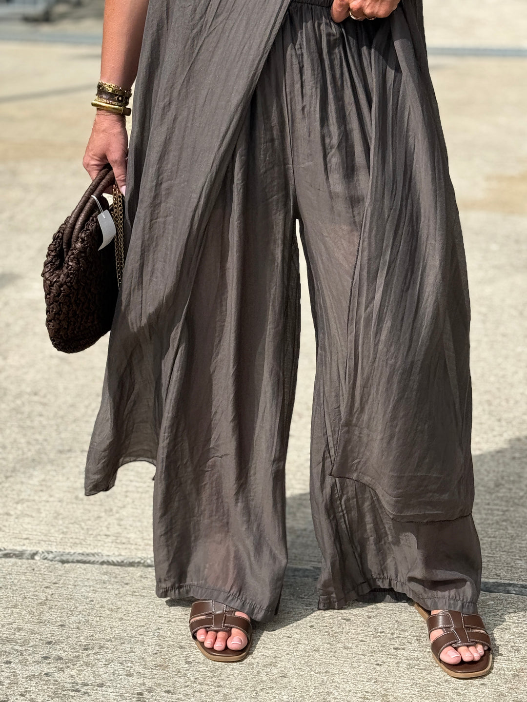 Ensemble tunique croisée + pantalon Choco