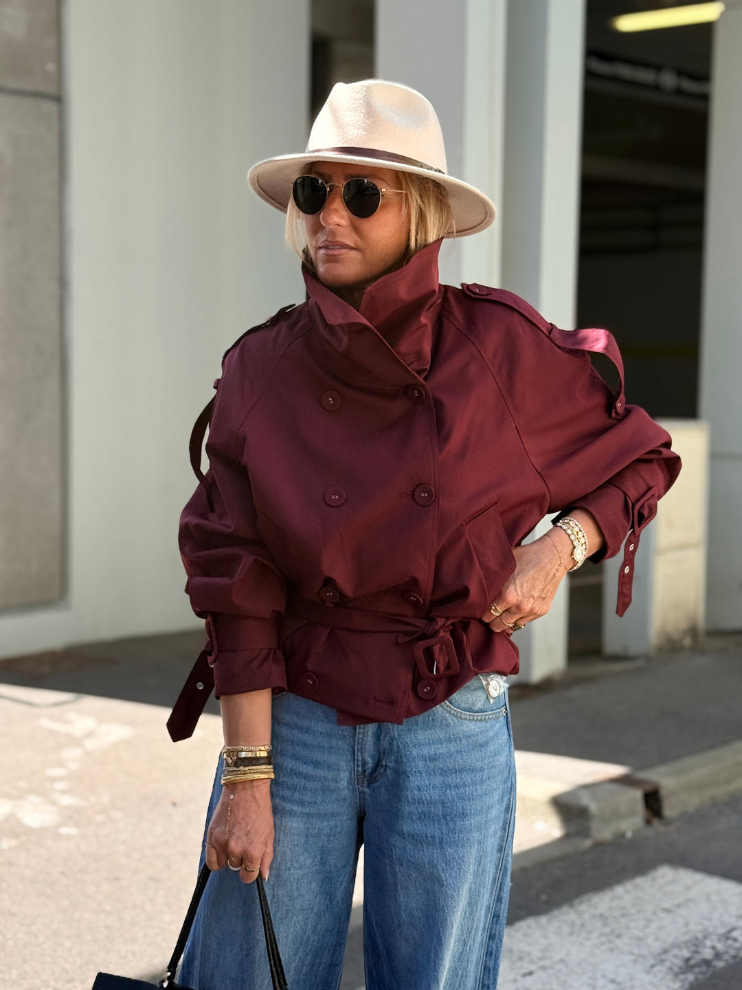 Trench col Montant Bordeaux 202389