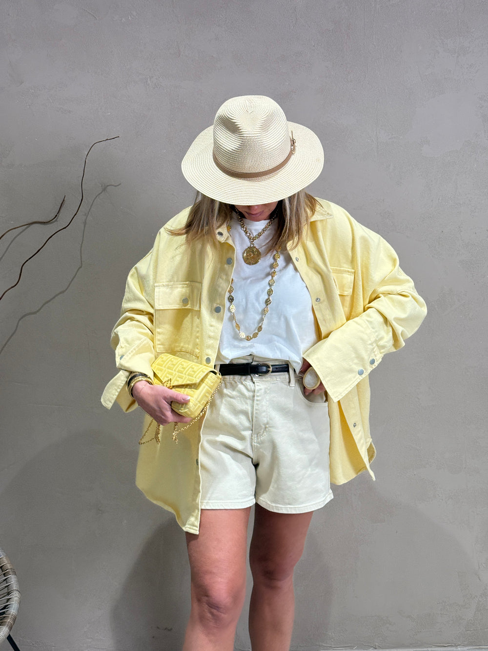 Chemise jean Jaune 12028-1