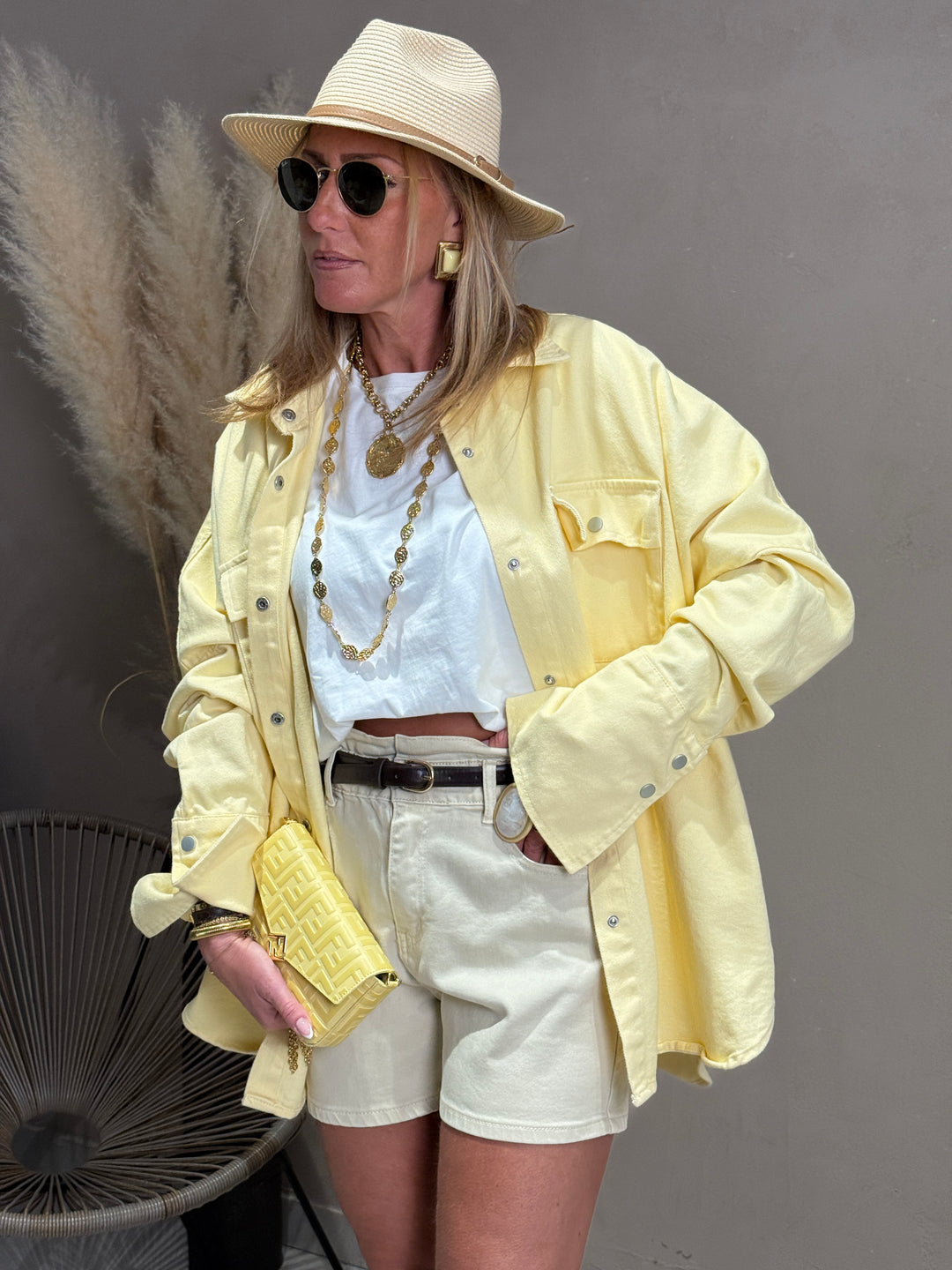 Chemise jean Jaune 12028-1