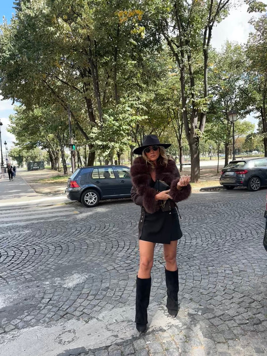 Veste jean fourrure et manches 202286