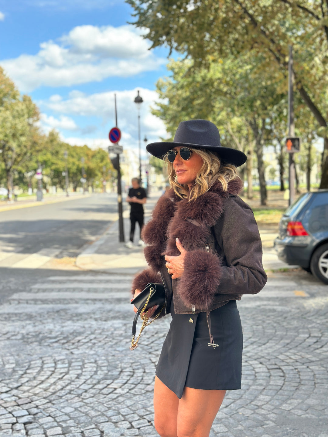 Veste jean fourrure et manches 202286