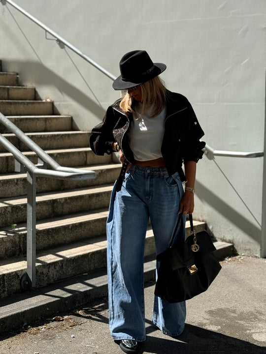 Veste similicuir léopard noir 8549