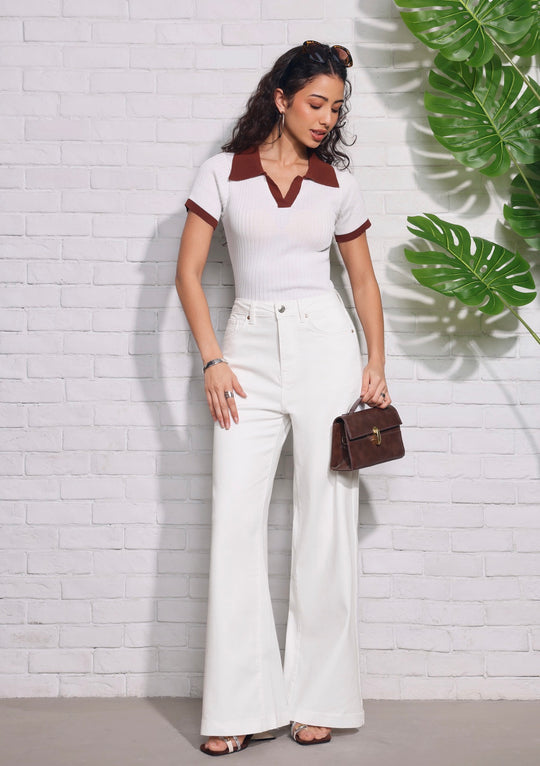 Jean palazzo droite Blanc 9104