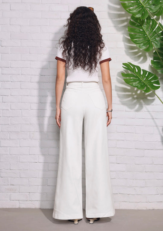 Jean palazzo droite Blanc 9104