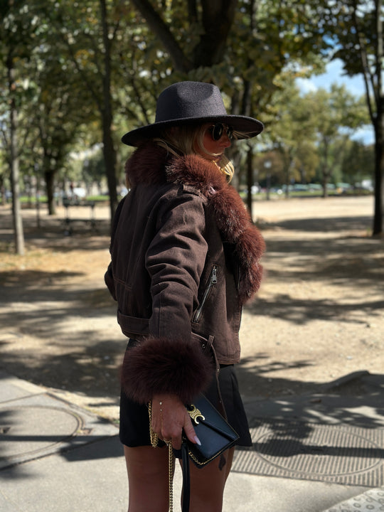 Veste jean fourrure et manches 202286