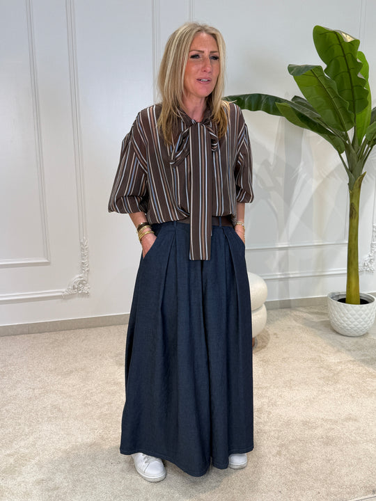 Pantalon jupe culotte tencel brute