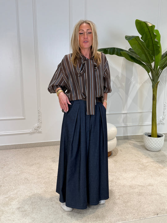 Pantalon jupe culotte tencel brute