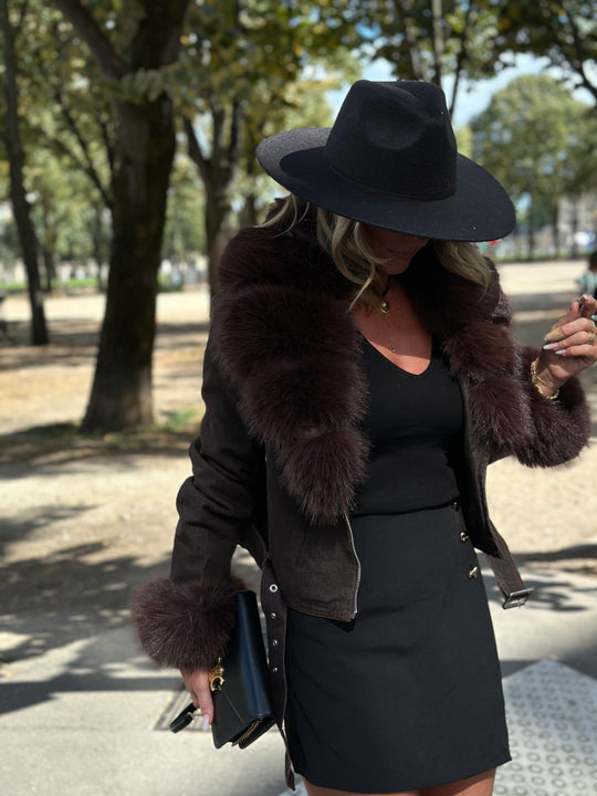 Veste jean fourrure et manches 202286