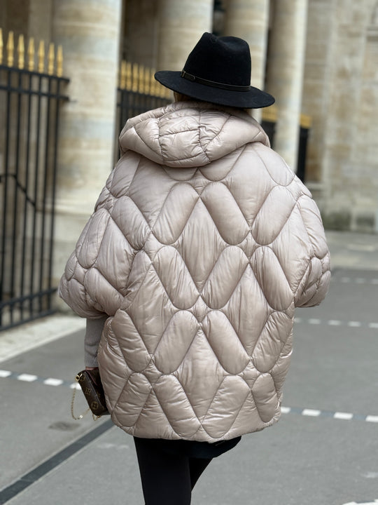 Doudoune cape manchette Taupe