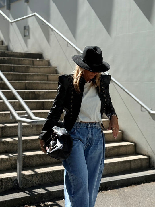 Veste similicuir officier Noir 16207 (taille petit)