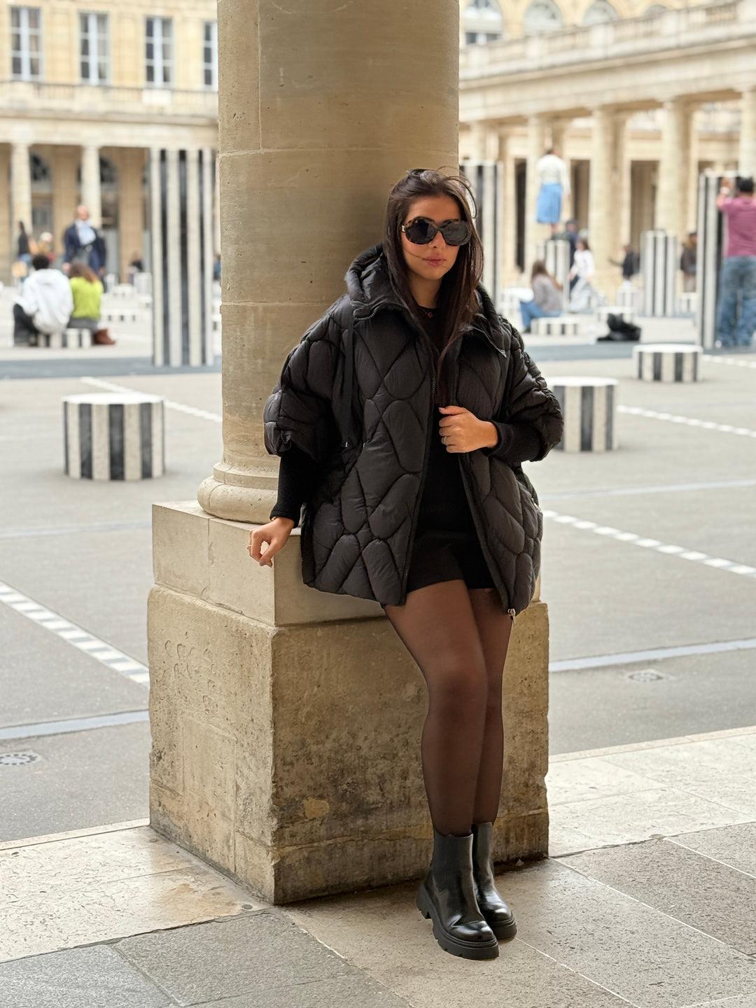 Doudoune cape manchette Noir2970