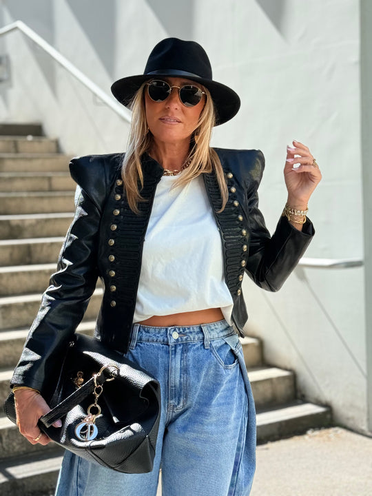 Veste similicuir officier Noir 16207 (taille petit)
