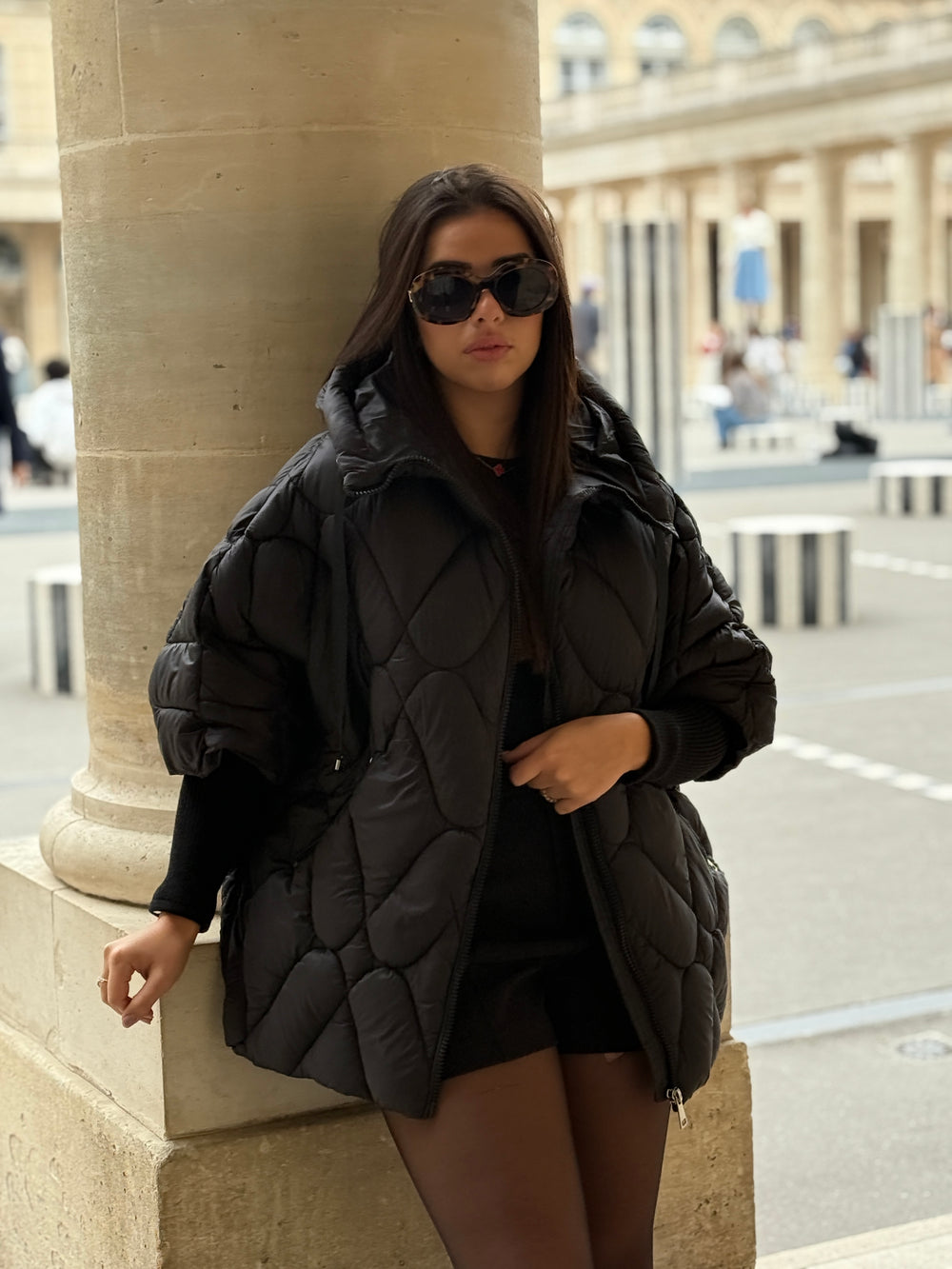 Doudoune cape manchette Noir2970