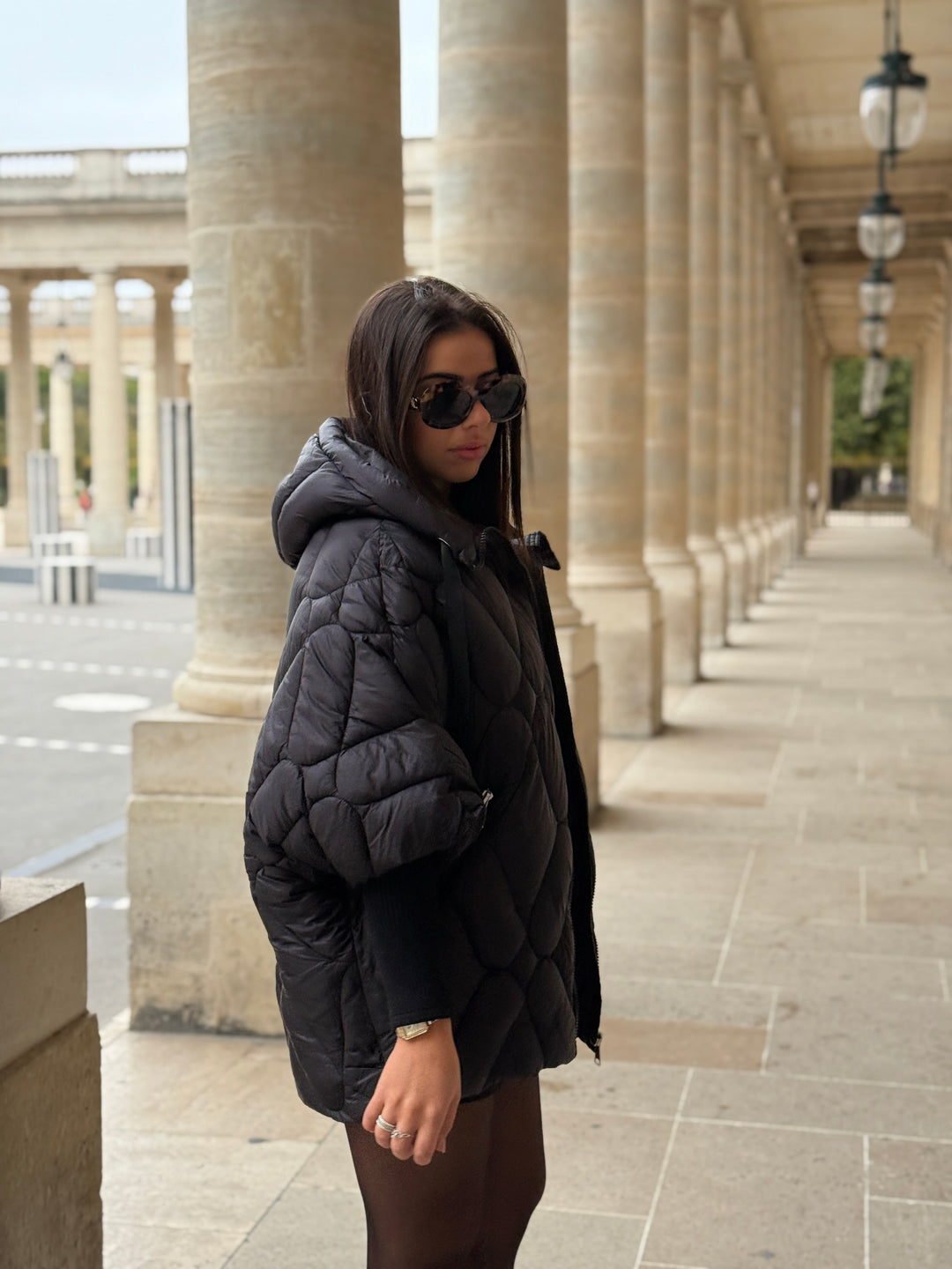 Doudoune cape manchette Noir2970