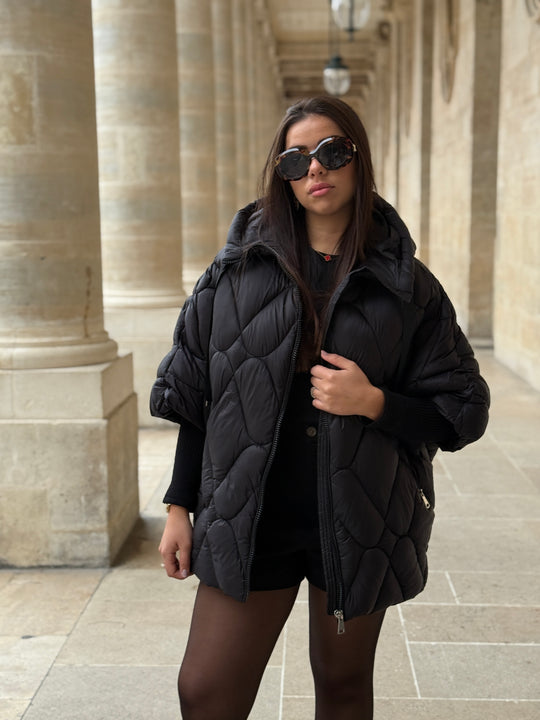 Doudoune cape manchette Noir2970