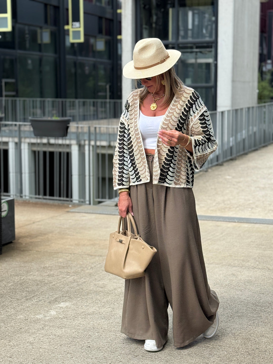 Gilet  crochet beige/choco