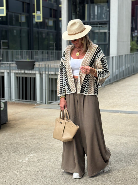 Gilet  crochet beige/choco